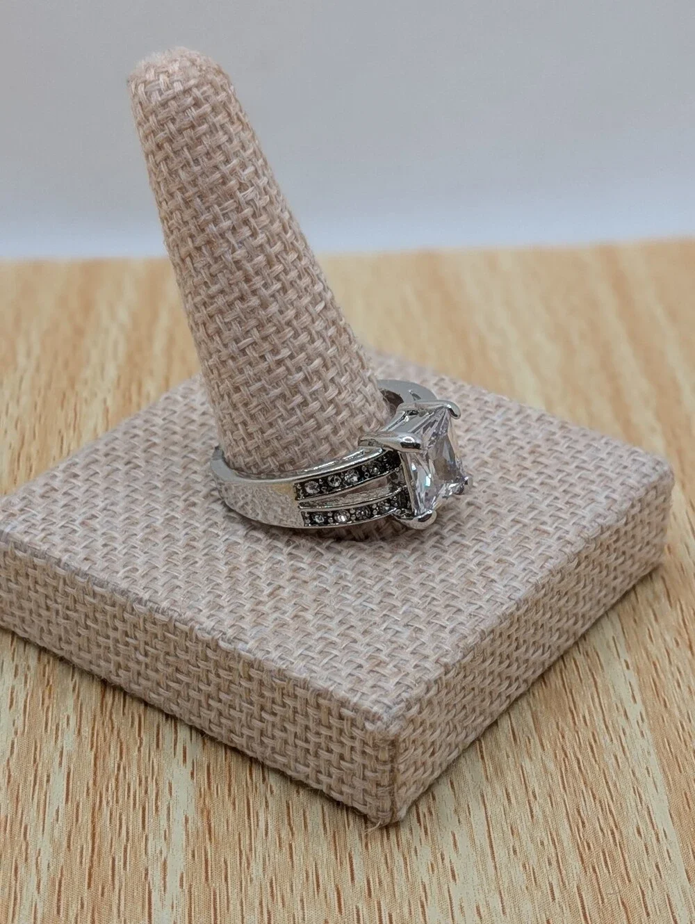 Silver Square Cut Halo Cocktail Ring